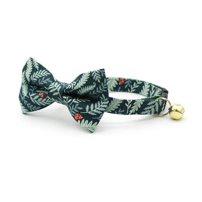 Bow Tie Cat Collar Set - "Eden" - Sage & Dark Woodland Green Cat Collar w/ Matching Bowtie / Cat, Kitten, Small Dog Sizes