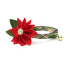 Cat Collar + Flower Set - "Linden" - Buttercream & Leaf Green Plaid Cat Collar + Specialty Christmas Red Poinsettia Felt Flower (Detachable)