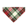 Pet Bandana - "Birchwood" - Red & Green Holiday Plaid Bandana for Cat + Small Dog / Christmas / Slide-on Bandana / Over-the-Collar (One Size)