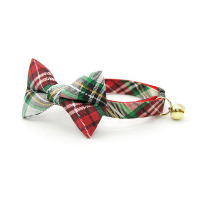 Bow Tie Cat Collar Set - "Birchwood" - Christmas Plaid Cat Collar w/ Matching Bowtie / Holiday / Cat, Kitten, Small Dog Sizes