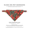 Pet Bandana - "Joy" - Red, Green & Gold Dot Christmas Bandana for Cat + Small Dog / Holiday / Slide-on Bandana / Over-the-Collar (One Size)