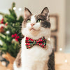 Pet Bow Tie - "Joy" - Christmas Red & Green with Metallic Gold Dots Cat Bow Tie / Holiday / For Cats + Small Dogs (One Size)