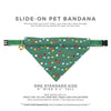 Pet Bandana - "Christmas Garland" - String Lights Green Bandana for Cat + Small Dog / Holiday / Slide-on Bandana / Over-the-Collar (One Size)