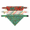 Pet Bandana - "Christmas Garland" - String Lights Green Bandana for Cat + Small Dog / Holiday / Slide-on Bandana / Over-the-Collar (One Size)