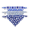 Cat Collar + Flower Set - "Star of David" - Silver & Blue Jewish Cat Collar w/ Sky Blue Felt Flower (Detachable) / Hanukkah