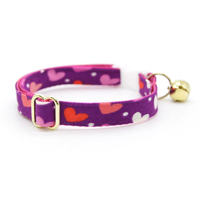 Cat Collar - "Wild At Heart" - Purple Heart Cat Collar / Valentine's Day / Breakaway Buckle or Non-Breakaway / Cat, Kitten + Small Dog Sizes