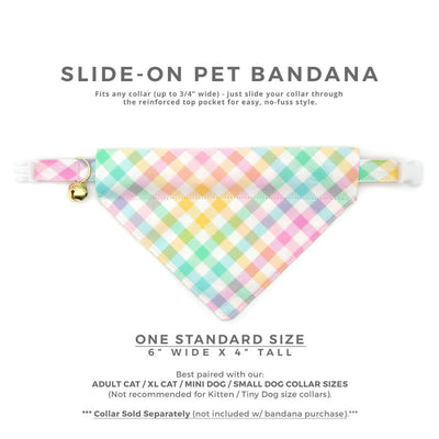 Pet Bandana - "Dawn" - Pastel Plaid Bandana for Cat + Small Dog / Easter, Spring, Summer / Slide-on Bandana / Over-the-Collar (One Size)