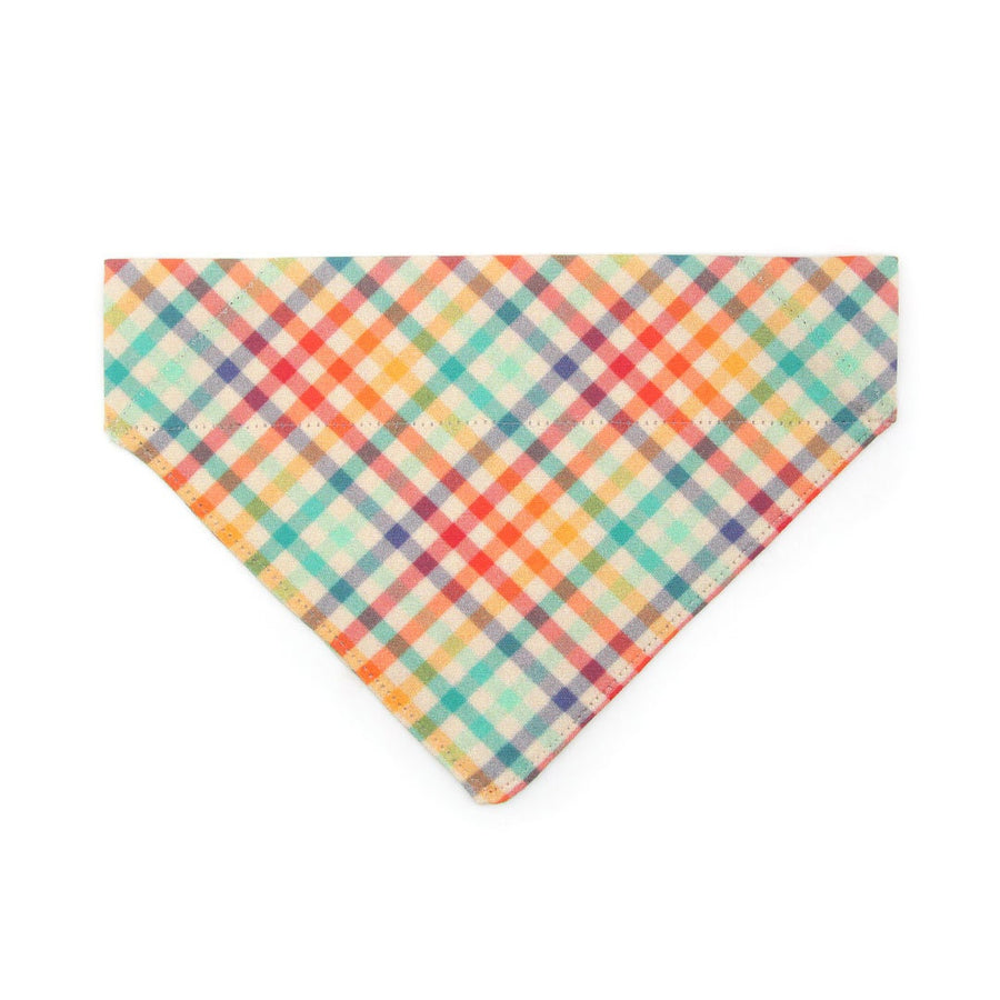 Pet Bandana - "Golden Hour" - Rainbow Plaid Bandana for Cat + Small Dog / Easter, Spring, Summer / Slide-on Bandana / Over-the-Collar (One Size)
