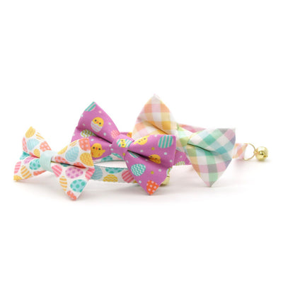 Bow Tie Cat Collar Set - "Just Hatched" - Baby Chicks + Easter Eggs Cat Collar w/ Matching Bowtie / Easter / Cat, Kitten, Small Dog Sizes