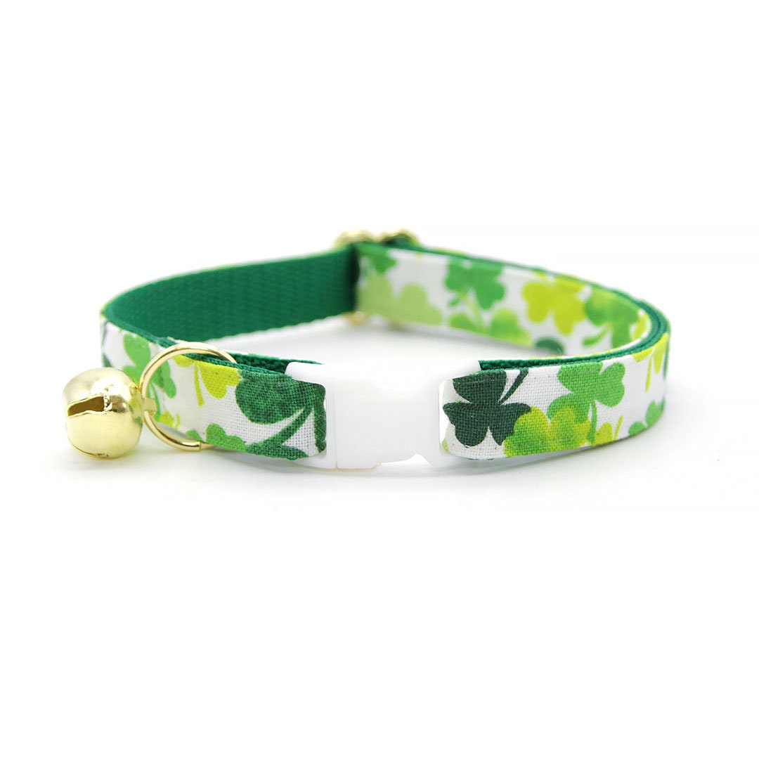 Bow Tie Cat Collar Set - "Shamrock Spirit" - St. Patrick's Day Cat Collar w/ Matching Bowtie / Irish, Clover / Cat, Kitten, Small Dog Sizes