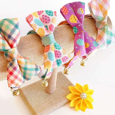 Pet Bow Tie - "Golden Hour" - Rainbow Plaid Cat Bow Tie / Easter, Spring, Summer, Fall / For Cats + Small Dogs (One Size)