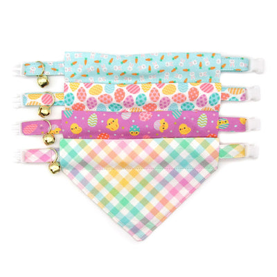 Pet Bandana - "Just Hatched" - Baby Chicks & Easter Eggs Bandana for Cat + Small Dog / Easter / Slide-on Bandana / Over-the-Collar (One Size)