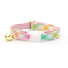 Cat Collar + Flower Set - "Dawn" - Pastel Plaid Cat Collar w/ Baby Pink Felt Flower (Detachable)