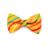 Pet Bow Tie - "Saffron" - Yellow Party Striped Cat Bow Tie / Birthday, Cinco de Mayo / For Cats + Small Dogs (One Size)