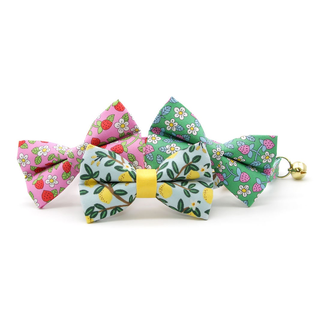 Pet Bow Tie - "Lemon Drops" - Rifle Paper Co® Light Blue w/ Lemons Cat Bow Tie / Spring + Summer / For Cats + Small Dogs (One Size)