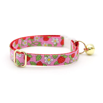 Bow Tie Cat Collar Set - "Wild Strawberry - Pink" - Liberty of London® Floral Cat Collar w/ Matching Bowtie / Cat, Kitten, Small Dog Sizes