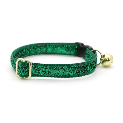 Cat Collar - "Emerald City" - Green Sparkle Cat Collar / Breakaway Buckle or Non-Breakaway / Cat, Kitten + Small Dog Sizes