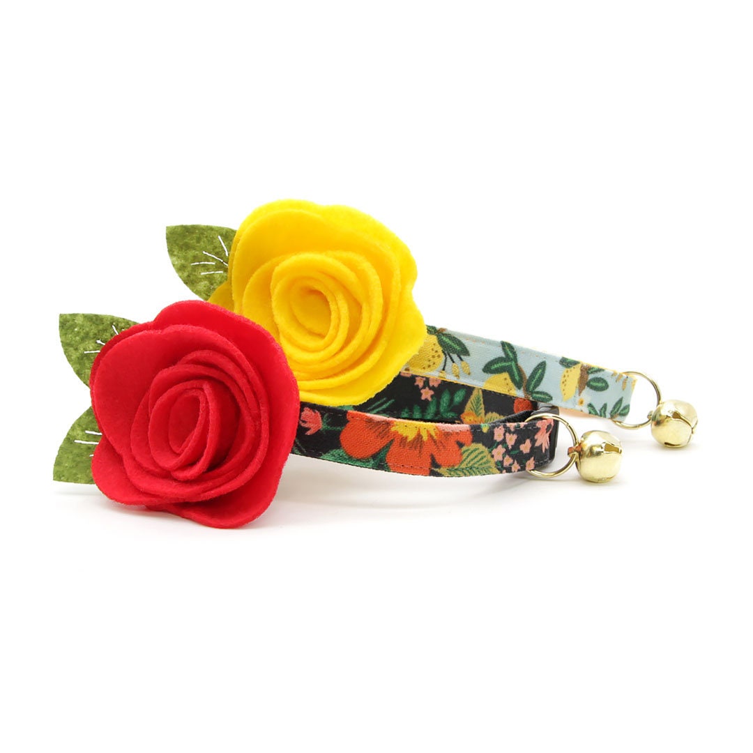 Cat Collar - "Lemon Drops" - Rifle Paper Co® Light Blue & Yellow Cat Collar / Breakaway Buckle or Non-Breakaway / Cat, Kitten + Small Dog Sizes