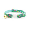 Cat Collar + Flower Set - "Wild Strawberry - Mint" - Liberty of London® Jade Floral Cat Collar w/ Mint Felt Flower (Detachable)