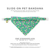 Pet Bandana - "Wild Strawberry - Mint" - Liberty of London® Jade Floral Bandana for Cat + Small Dog / Spring + Summer / Slide-on Bandana / Over-the-Collar (One Size)