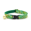 Bow Tie Cat Collar Set - "Oasis" - Paisley Green Cat Collar w/ Matching Bowtie / Cat, Kitten, Small Dog Sizes