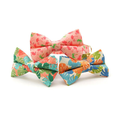 Pet Bow Tie - "Cabana Crush" - Monstera Tropical Cat Bow Tie / Summer / For Cats + Small Dogs (One Size)