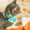Cat Collar + Flower Set - "Ocean Life" - Aquatic Fish Cat Collar w/ Mint Felt Flower (Detachable)