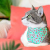 Pet Bandana - "Flamingo Palms - Aqua" - Mint Green Tropical Bandana for Cat + Small Dog / Summer / Slide-on Bandana / Over-the-Collar (One Size)
