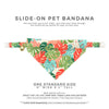Pet Bandana - "Cabana Crush" - Monstera Palms Tropical Bandana for Cat + Small Dog / Summer / Slide-on Bandana / Over-the-Collar (One Size)
