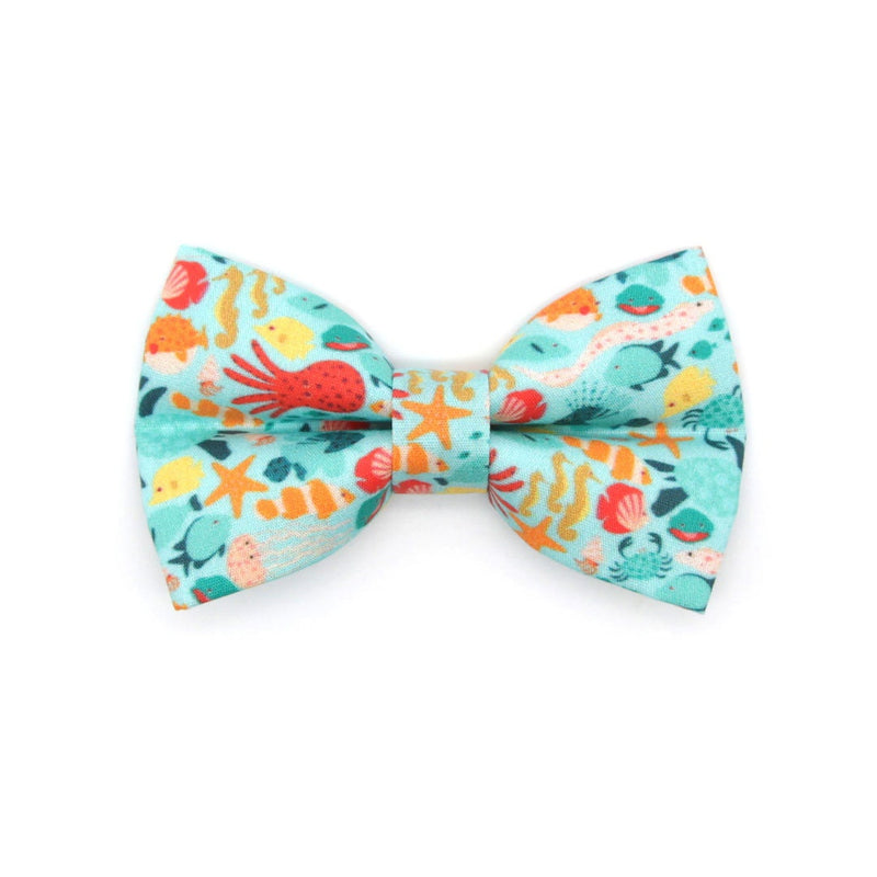 Pet Bow Tie - "Ocean Life" - Aquatic Cat Bow Tie / Summer, Fish, Beach, Sea, Marine / For Cats + Small Dogs (One Size)