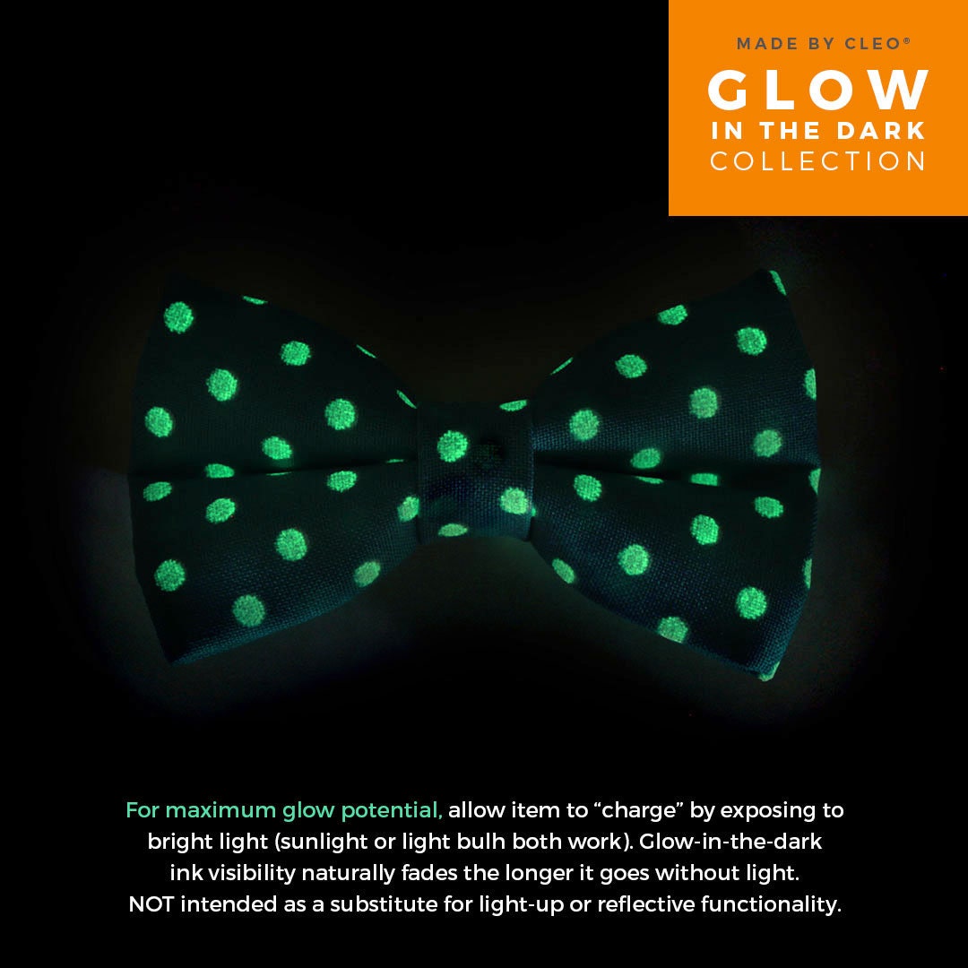 Pet Bow Tie - "Polka Dot - Orange" - Glow In the Dark Orange Cat Bow Tie / Wedding, Birthday, Fall, Halloween / For Cats + Small Dogs (One Size)