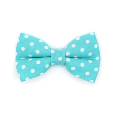 Pet Bow Tie - "Polka Dot - Aqua" - Glow In the Dark Turquoise Cat Bow Tie / Wedding, Birthday / For Cats + Small Dogs (One Size)