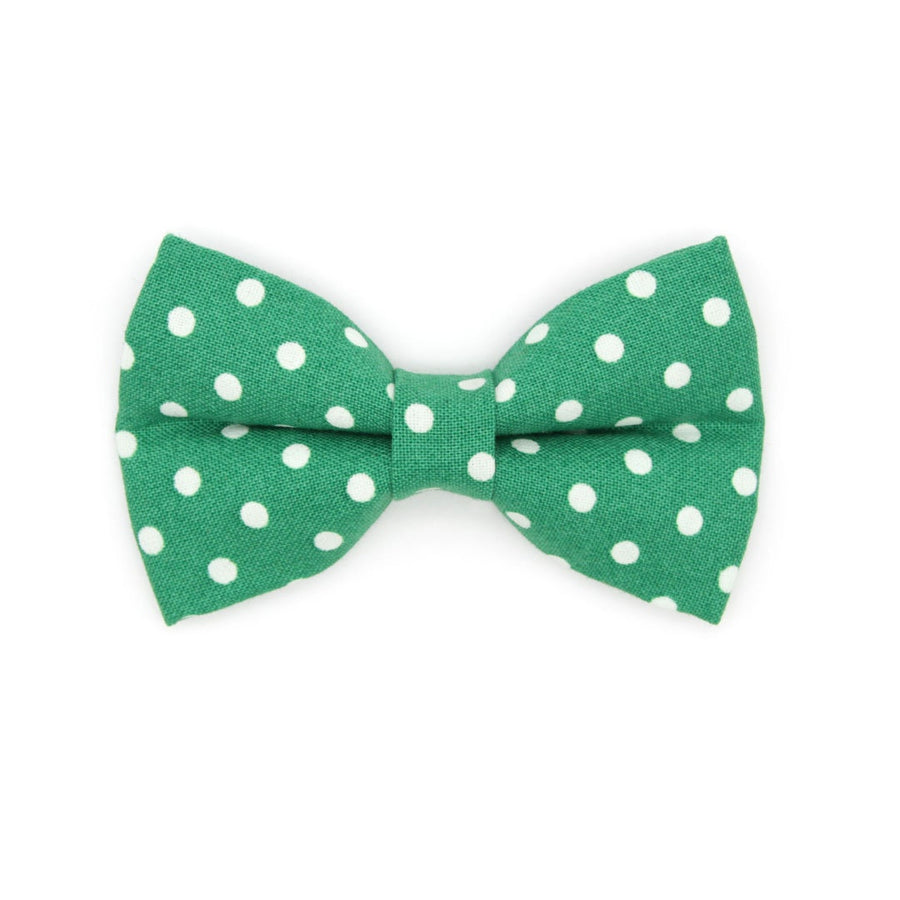 Pet Bow Tie - "Polka Dot - Green" - Glow In the Dark Green Cat Bow Tie / Wedding, Birthday, St. Patrick's Day / For Cats + Small Dogs (One Size)