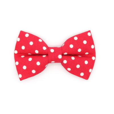 Pet Bow Tie - "Polka Dot - Red" - Glow In the Dark Red Cat Bow Tie / Wedding, Birthday, Valentine's Day / For Cats + Small Dogs (One Size)