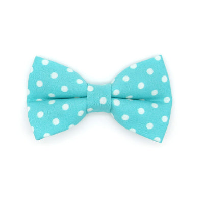 Bow Tie Cat Collar Set - "Polka Dot - Aqua" - Glow In The Dark Turquoise Cat Collar w/ Matching Bowtie / Wedding, Birthday / Cat, Kitten, Small Dog Sizes