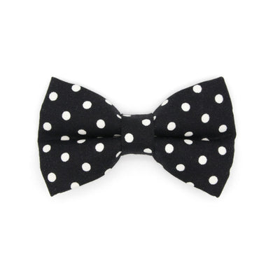 Bow Tie Cat Collar Set - "Polka Dot - Black" - Glow In The Dark Black Cat Collar w/ Matching Bowtie / Wedding, Birthday / Cat, Kitten, Small Dog Sizes