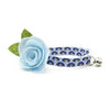 Cat Collar + Flower Set - "Empire" - Art Deco Cat Collar w/ Sky Blue Felt Flower (Detachable)