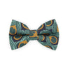 Pet Bow Tie - "Peacock" - Art Nouveau Teal & Gold Cat Bow Tie / Art Deco, Feathers, Fall / For Cats + Small Dogs (One Size)