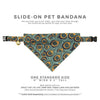 Pet Bandana - "Peacock" - Art Nouveau Teal & Gold Bandana for Cat + Small Dog / Art Deco, Fall, Feathers / Slide-on Bandana / Over-the-Collar (One Size)