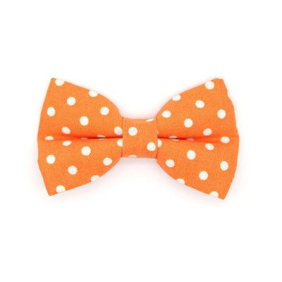 Bow Tie Cat Collar Set - "Polka Dot - Orange" - Glow In The Dark Orange Cat Collar w/ Matching Bowtie / Halloween, Wedding / Cat, Kitten, Small Dog Sizes