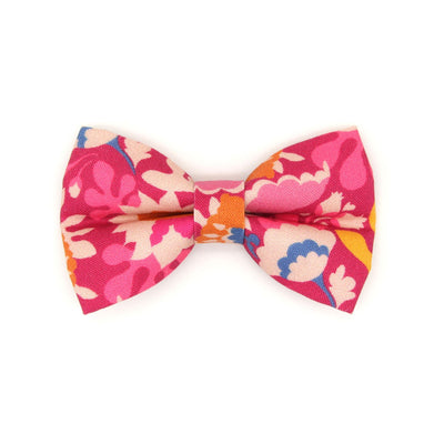 Pet Bow Tie - "Dahlia" - Fuchsia Pink Floral Cat Bow Tie / Boho Tropical Magenta / For Cats + Small Dogs (One Size)