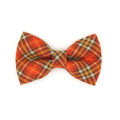 Bow Tie Cat Collar Set - "Pecan Praline" - Burnt Orange Plaid Cat Collar w/ Matching Bowtie / Fall, Autumn, Thanksgiving, Wedding / Cat, Kitten, Small Dog Sizes Sizes