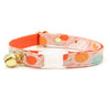 Cat Collar + Flower Set - "Gourd Times" - Pumpkin Cat Collar w/ Peach Felt Flower (Detachable)