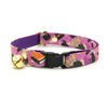 Cat Collar + Flower Set - "Hocus Pocus - Purple" - Halloween Cat Collar w/ Orange Felt Flower (Detachable)