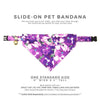 Pet Bandana - "Persephone" - Painterly Floral Purple Bandana for Cat + Small Dog / Wedding, Violet, Pansies / Slide-on Bandana / Over-the-Collar (One Size)