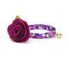 Cat Collar + Flower Set - "Persephone" - Painterly Floral Purple Cat Collar w/ Plum Felt Flower (Detachable)