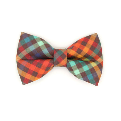 Pet Bow Tie - "Campfire" - Smoky Plaid Cat Bow Tie / Fall, Autumn, Thanksgiving / For Cats + Small Dogs (One Size)