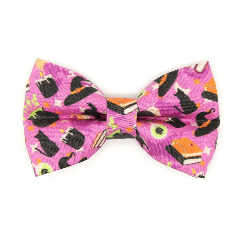 Pet Bow Tie - "Hocus Pocus - Purple" - Halloween Cat Bow Tie / Witch, Spells, Cauldron, Potions / For Cats + Small Dogs (One Size)