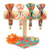 Cat Collar + Flower Set - "Pecan Praline" - Autumn Plaid Cat Collar w/ Orange Felt Flower (Detachable)
