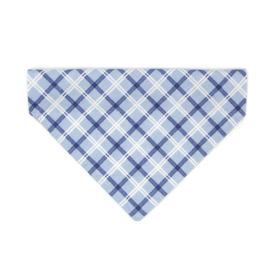 Pet Bandana - "Skye" - Light Blue Plaid Bandana for Cat + Small Dog / Wedding, Fall, Winter, Summer / Slide-on Bandana / Over-the-Collar (One Size)